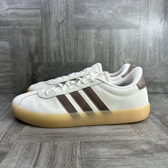Adidas VL Court 3.0 Women's size 10 Ivory Brown Suede Casual Shoes ID9063 - Picture 2 of 8